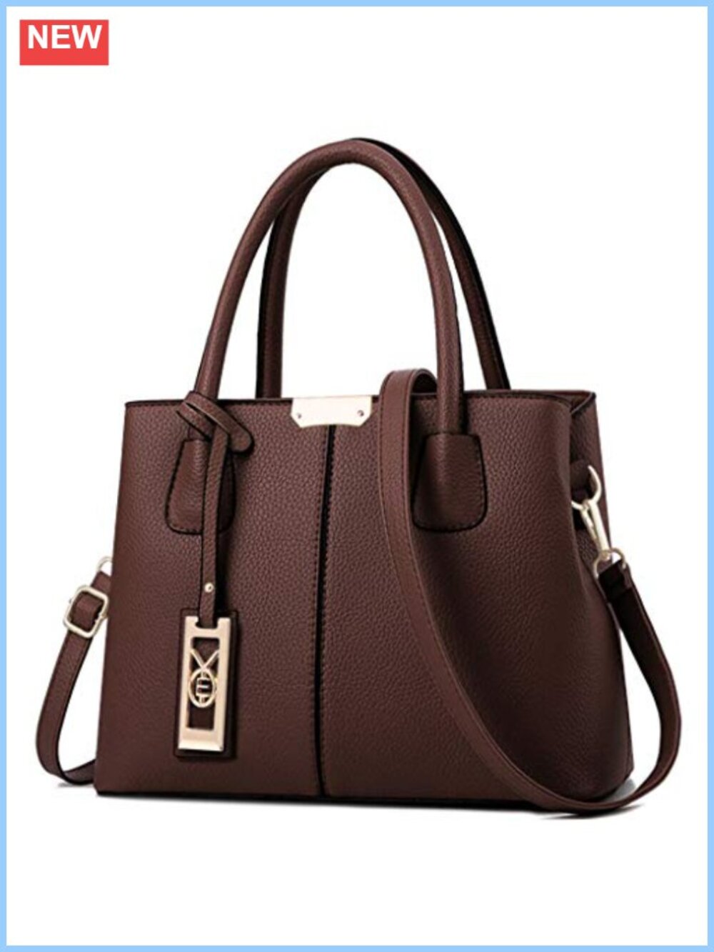 PU Leather Satchel Tote Bag Crossbody Shoulder Handbag with Detachable Strap